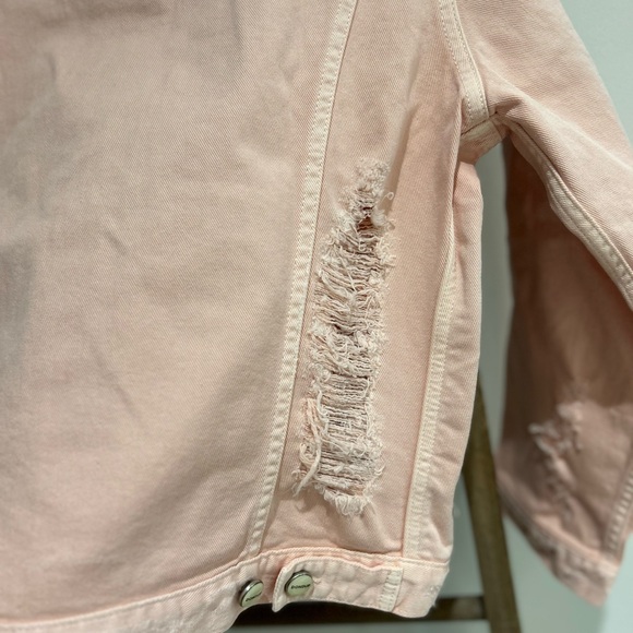 Dondup Italian Designer Light Pink Distressed Denim Jacket Size Small NWT Casual - Picture 6 of 10
